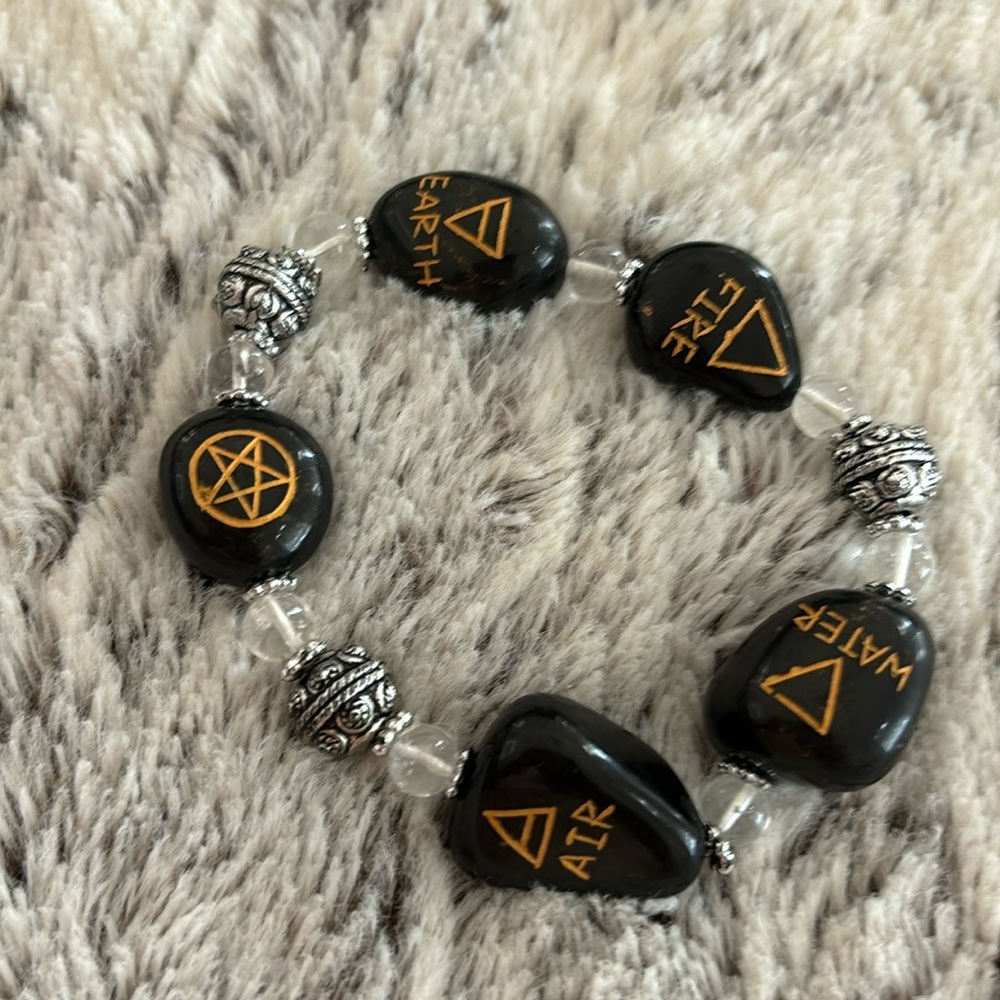 Black rock bracelet earth water fire air